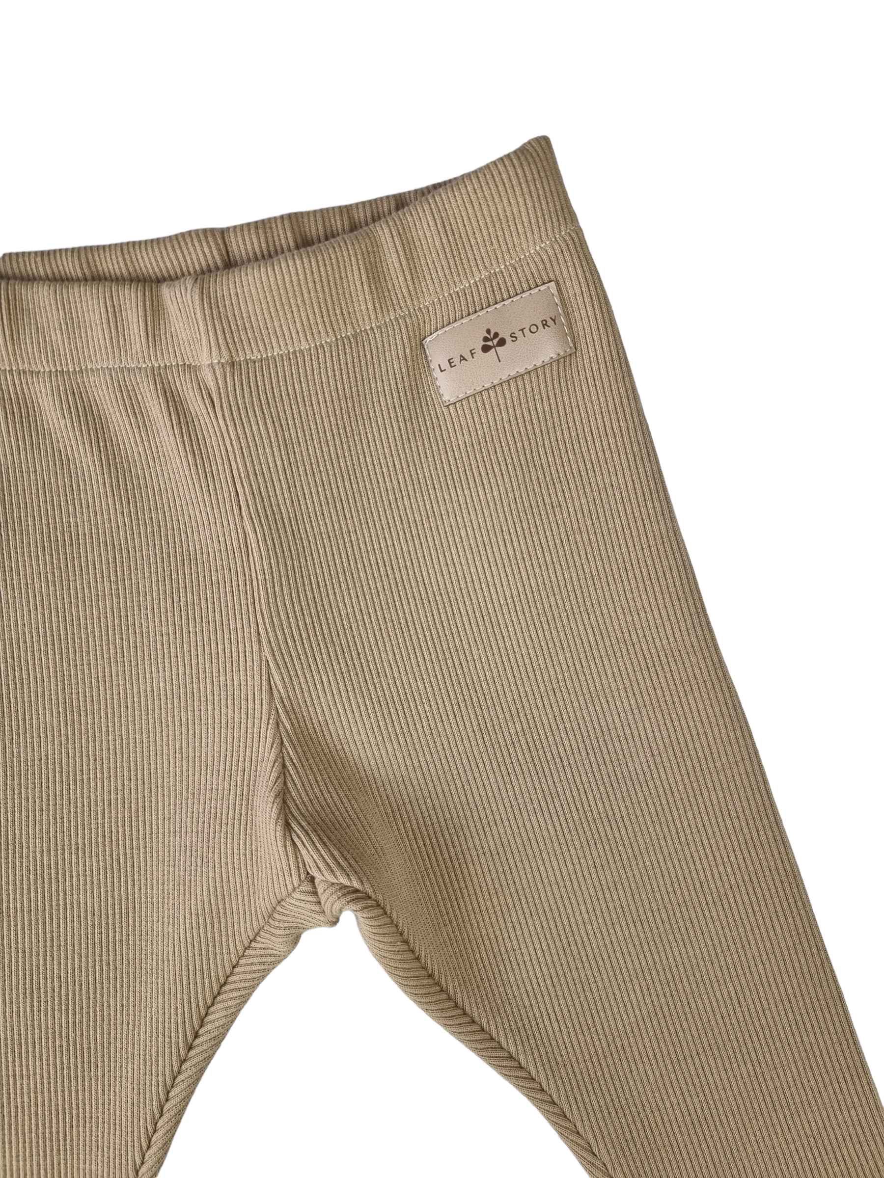 Legginsy prążkowane GRUBSZE - piaskowy beż - 62/68