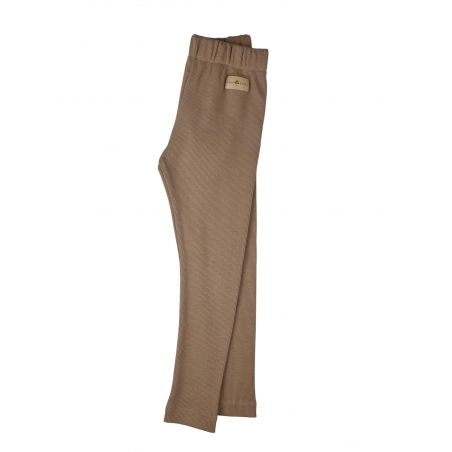 Legginsy z dzianiny prążkowanej - kawa - 134/140