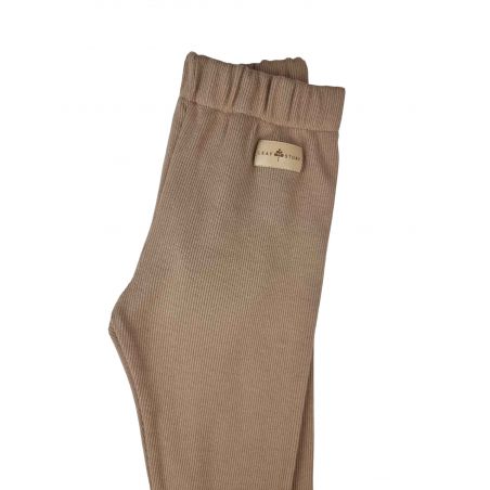 Legginsy z dzianiny prążkowanej - kawa - 134/140