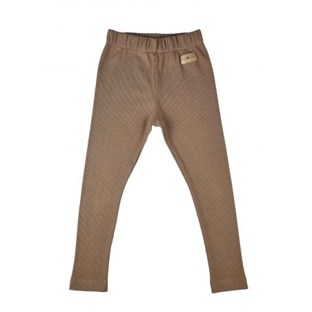 Legginsy z dzianiny prążkowanej - kawa - 134/140