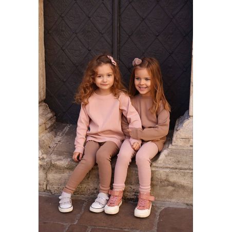 Legginsy z dzianiny prążkowanej - kawa - 134/140